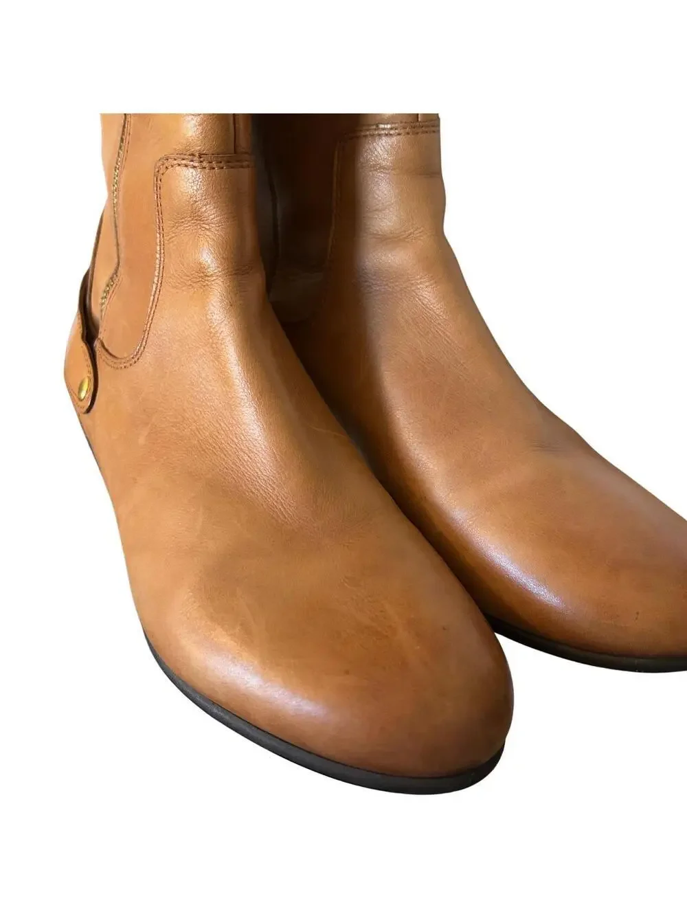 Clark’s Brown Leather Mid-Calf Riding Boots with Side Zipper